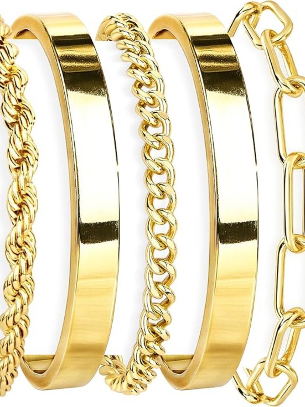 Gold Bracelets Set for Women Non Tarnish, Waterproof 14K Gold Plated Sterling Si